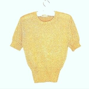 JOHN CAVILL ✨️Gold Sparkle Top, Short Sleeves